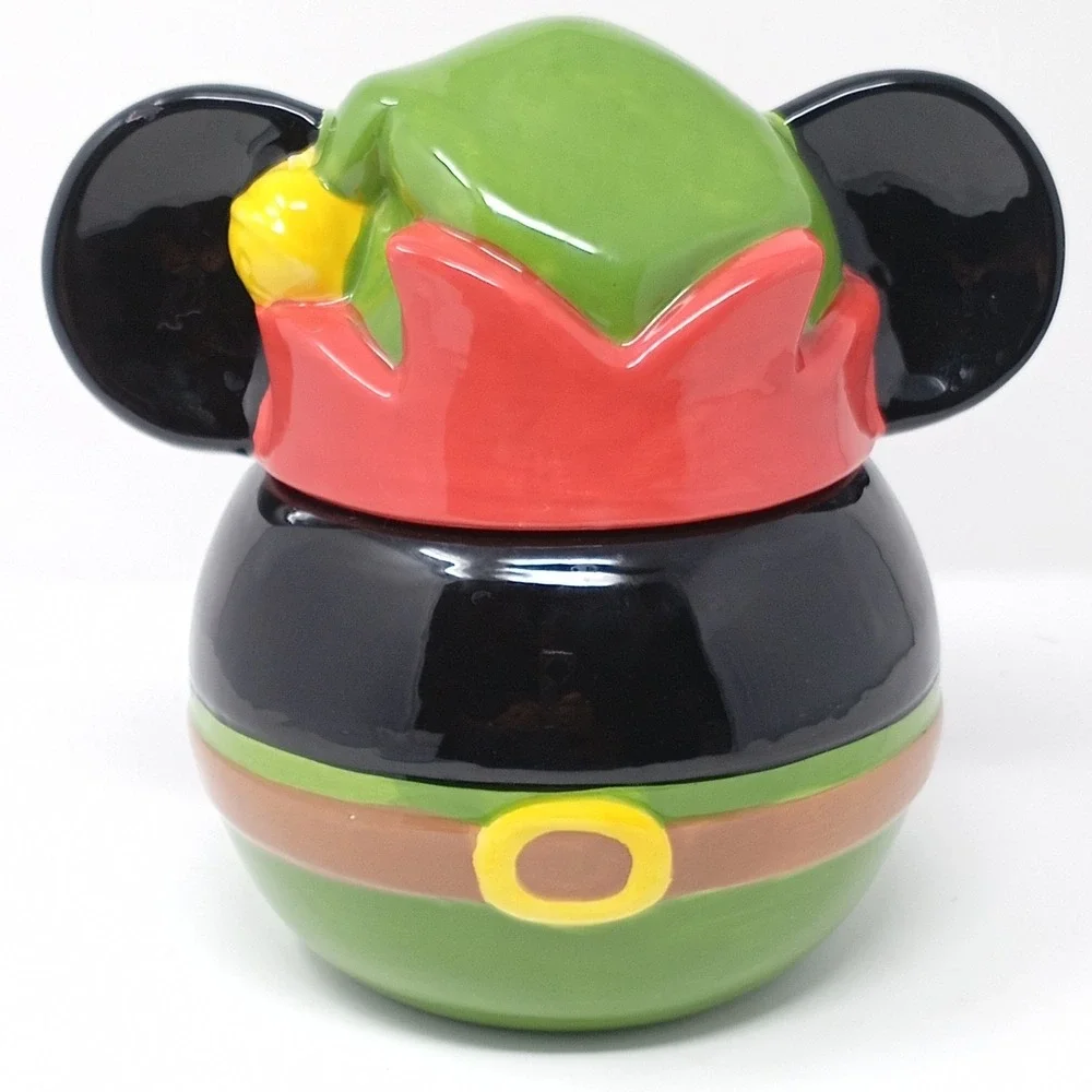 Disney Mickey Mouse Elf Christmas Cookie Jar Zrike Brands Ceramic Holiday Decor